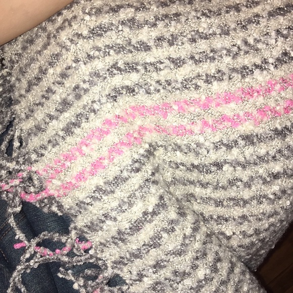 Grey/White/Pink Striped Infinity Scarf - Picture 2 of 2